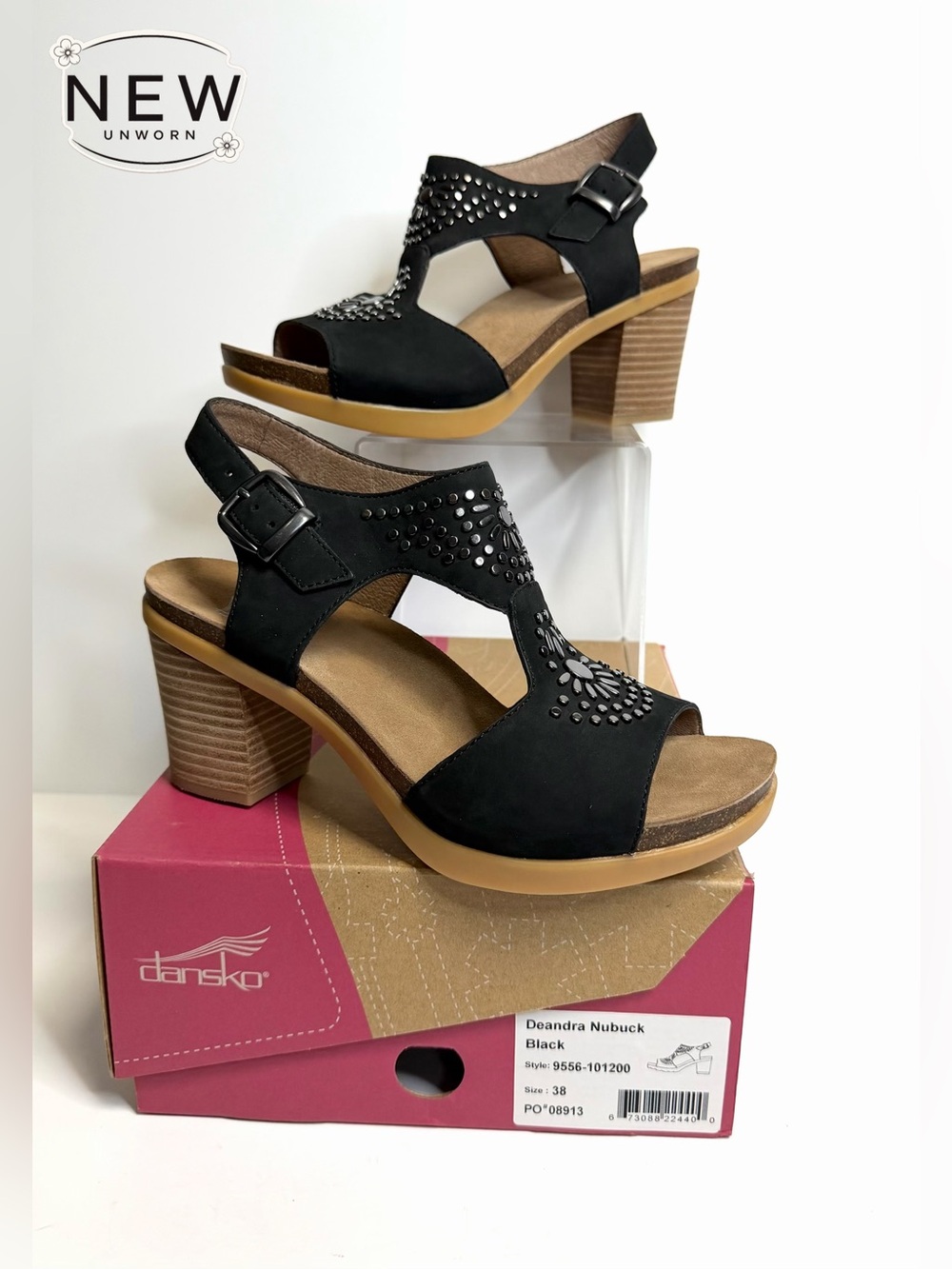 NEW Dansko Deandra Nubuck Black Heel Size EU 38 in Original Box